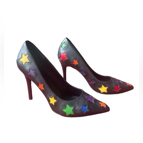 Michael Kors Rainbow Color Star Cut Out Leather Pumps Womens Size 7 Gay Pride - Picture 1 of 12